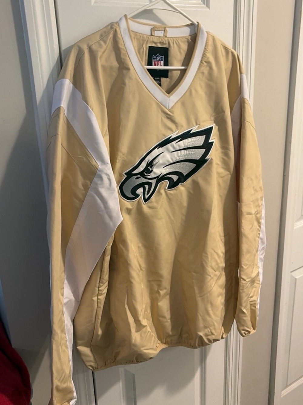 NFL Philadelphia Eagles Pale Gold and White Windbreaker Pullover